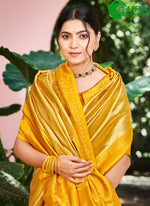 Load image into Gallery viewer, Delightful Yellow Color Kanjivaram Silk Traditional Party Wear Saree