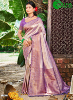 Load image into Gallery viewer, Stunning Mauve Color Kanjivaram Silk Designer Party Wear Traditional Saree