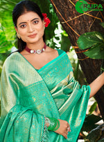 Load image into Gallery viewer, Sea Green Color Kanjivaram Silk Designer Party Wear Traditional Saree