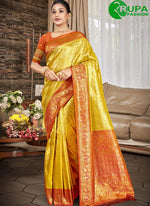 Load image into Gallery viewer, Majesty Mustard Color Kanjivaram Silk Trendy Designer Party Wear Saree