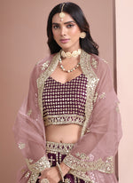 Load image into Gallery viewer, Wine Color Art Silk Embroidered Party Wear Lehenga Choli
