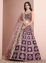 Load image into Gallery viewer, Wine Color Art Silk Embroidered Party Wear Lehenga Choli