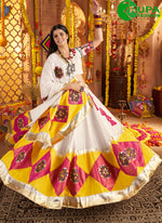 Load image into Gallery viewer, Adorable Off White Viscose Cotton Embroidered Traditional Lehenga Choli
