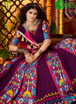 Load image into Gallery viewer, Purple Color Cotton Embroidered, Fancy, Mirror and Print Work Readymade Lehenga Choli