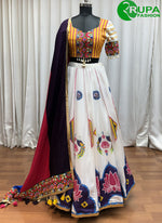 Load image into Gallery viewer, Divine White Color Fancy, Lace, Mirror and Print Work Silk Readymade Lehenga Choli
