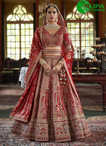 Load image into Gallery viewer, Red Color Silk Embroidered, Pearls, Sequins, Thread, Weaving and Zari Work A - Line Lehenga Choli