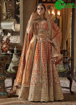Load image into Gallery viewer, Orange Color Silk New Designer Bridal Wear A Line Lehenga Choli