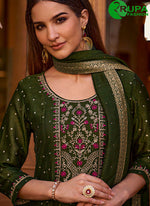 Load image into Gallery viewer, Green Color Vichitra Silk Ready Made Anarkali Suit with Embroidered and Hand Work