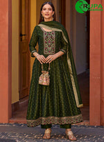 Load image into Gallery viewer, Green Color Vichitra Silk Ready Made Anarkali Suit with Embroidered and Hand Work