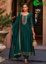 Load image into Gallery viewer, Green Color Vichitra Silk Ready Made Anarkali Suit with Embroidered and Hand Work