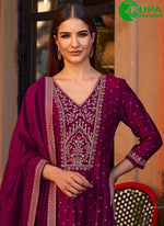 Load image into Gallery viewer, Beautiful Wine Color Vichitra Silk with Embroidered and Hand Work Ready Made Salwar Suit
