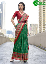 Load image into Gallery viewer, Wonderful Red And Green Multi Color Silk Weaving Work Casual Saree