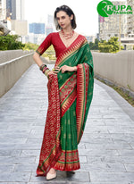 Load image into Gallery viewer, Wonderful Red And Green Multi Color Silk Weaving Work Casual Saree