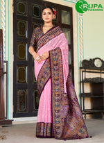 Load image into Gallery viewer, Lovely Pink Color Foil Print and Lucknowi Work Georgette Traditional Saree
