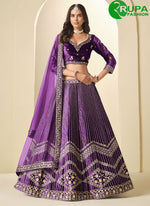 Load image into Gallery viewer, Divine Purple Color Ice Velvet Embroidered and Sequins Work Lehenga Choli