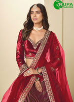 Load image into Gallery viewer, Maroon Color Ice Velvet Embroidered and Sequins Work Lehenga Choli