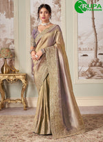Load image into Gallery viewer, Awesome Purple With Beige Dual Tone Jacquard Silk Wedding Wear Saree