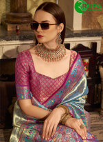 Load image into Gallery viewer, Beautiful Blue Color Silk Designer Classic Saree with Weaving Work