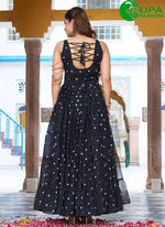 Load image into Gallery viewer, Attractive Black Georgette Gamthi, Mirror and Polka Dotted Work Designer for Ceremonial Gown