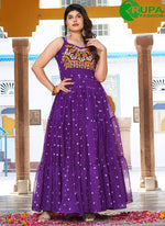 Load image into Gallery viewer, Marvels Purple Color Gamathi Work with real mirror with original codi lece Gown