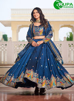 Load image into Gallery viewer, Pure Vichitra Silk Readymade Lehenga Choli with Embroidered, Sequins, Thread and Zari Work