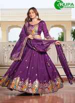Load image into Gallery viewer, Awesome Purple Color Pure Vichitra Silk Traditional Ready Made Lehenga Choli