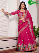 Load image into Gallery viewer, Pink Color Pure Vichitra Silk Embroidered, Sequins, Thread and Zari Work Readymade Lehenga Choli