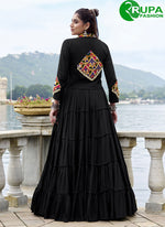 Load image into Gallery viewer, Majestic Black Plain Work Rayon Readymade Lehenga Choli