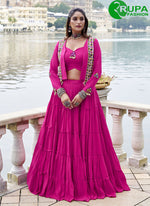 Load image into Gallery viewer, Divine Pink Color Rayon Plain Work Readymade Lehenga Choli