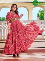 Load image into Gallery viewer, Rani Color Faux Georgette Gown with Gamthi, Mirror and Print Work