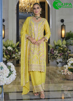 Load image into Gallery viewer, Yellow Color Chinon New Designer Party Wear Palazzo Style Salwar Suit