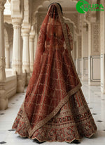 Load image into Gallery viewer, Majestic Orange Colo Silk Bridal Lehenga Choli with Dori, Embroidered, Sequins, Thread and Zari Work