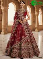 Load image into Gallery viewer, Speechless Red Color Silk Designer Bridal Wear A Line Heavy Work Lehenga Choli