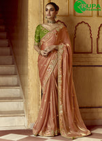 Load image into Gallery viewer, Wonderful Peach Fancy Fabric Contemporary Saree