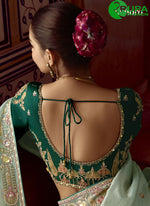 Load image into Gallery viewer, Aqua Blue Fancy Fabric Classic Saree with Embroidered, Moti and Sequins Work for Mehndi