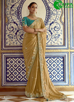 Load image into Gallery viewer, Attractive Mustard Fancy Fabric Designer Saree