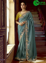 Load image into Gallery viewer, Fancy Fabric Traditional Saree with Embroidered, Sequins, Stone and Zari Work