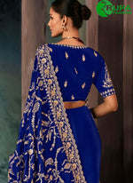 Load image into Gallery viewer, Blue Color Faux Crepe Trendy Saree with Aari and Embroidered Work