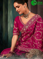 Load image into Gallery viewer, Lovely Pink Color Faux Crepe Trendy Saree with Aari and Embroidered Work