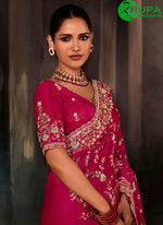 Load image into Gallery viewer, Lovely Pink Color Satin Traditional Saree with Aari and Embroidered Work