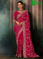 Load image into Gallery viewer, Lovely Pink Color Satin Traditional Saree with Aari and Embroidered Work