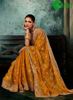 Load image into Gallery viewer, Divine Mustard Color Fancy Fabric New Designer Traditional Wear Saree