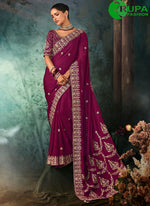 Load image into Gallery viewer, Wonderful Purple Color Satin New Designer Party Wear Classical Saree
