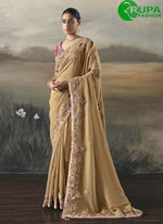 Load image into Gallery viewer, Cream Color Tissue Designer Traditional Saree with Embroidered, Resham and Thread Work