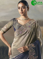 Load image into Gallery viewer, Grey Color Tissue Designer Party Wear Classical Saree
