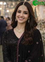 Load image into Gallery viewer, Black Color Georgette Anarkali Suit with Embroidered, Sequins and Thread Work