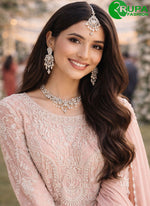 Load image into Gallery viewer, Peach Color Georgette Pakistani Salwar Suit with Beads and Embroidered Work