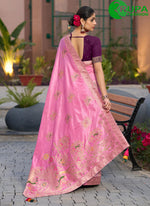 Load image into Gallery viewer, Beautiful Pink Colour , Swarovski, Woven and Zari Work Classic Saree for Engagement