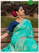 Load image into Gallery viewer, Attractive Pure Dola Contemporary Saree In Turquoise Color
