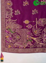 Load image into Gallery viewer, Maroon Pure Dola Designer Saree with Meenakari, Swarovski, Woven and Zari Work